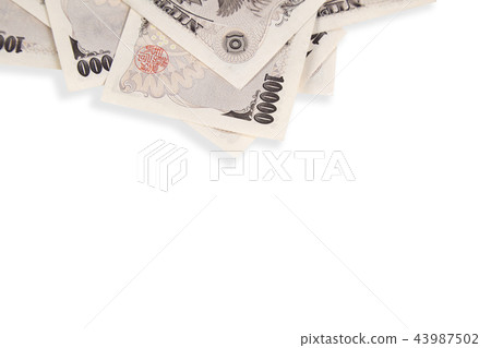 Japanese Yen bills on white 43987502