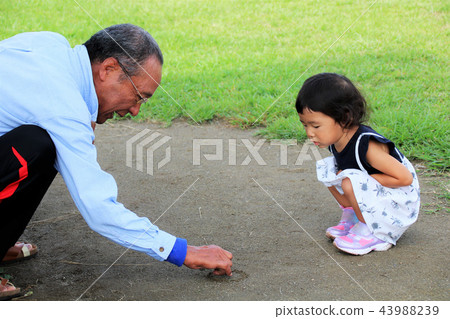 爺爺和孫子在外面玩 43988239