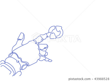 Robotic hand touch updating button artificial intelligence service assistance concept sketch doodle 43988528