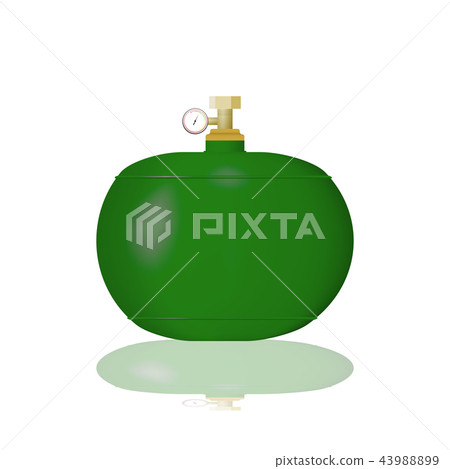 Green cylinder with liquefied gas. Green cylinder with liquefied gas. 43988899