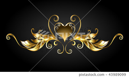 gold frame scroll with heart gold frame scroll with heart 43989099