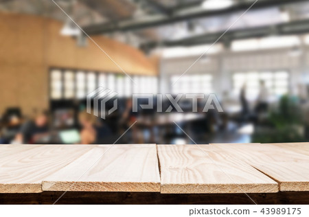 Selected focus empty brown wooden table and Coffee shop or resta Selected focus empty brown wooden table and Coffee shop or resta 43989175