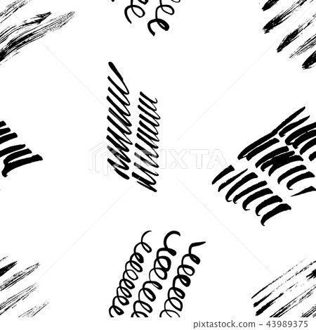 Seamless pattern hand drawn with a brush strokes. Abstract brushstrokes vector illustration. Seamless pattern hand drawn with a brush strokes. Abstract brushstrokes vector illustration. 43989375