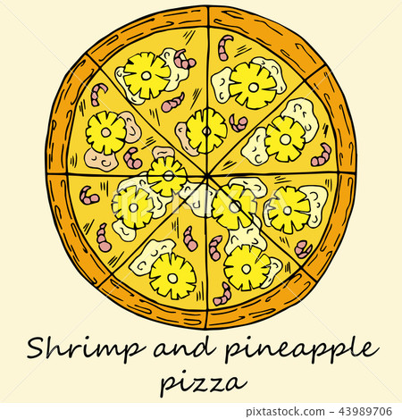 Hand drawn illustration of pizza Hand drawn illustration of pizza 43989706