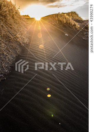 Close-up of Vestrahorn black sand, Iceland Close-up of Vestrahorn black sand, Iceland 43990274