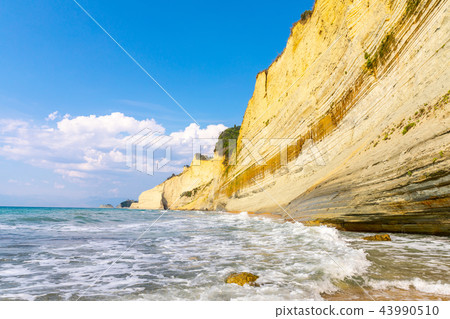 Logas Beach and amazing rocky cliff in Peroulades. Corfu. Greece 43990510