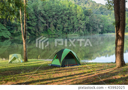 Camping tents near lake in Mae Hong Son, Thailand 43992025