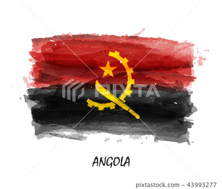 Realistic watercolor painting flag of Angola 43993277