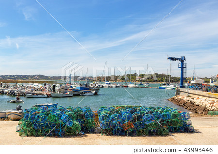 Fishing traps for fish and octopuses with views of Alvor. Portugal 43993446
