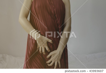 The girl hand placed at the vaginal. 43993607