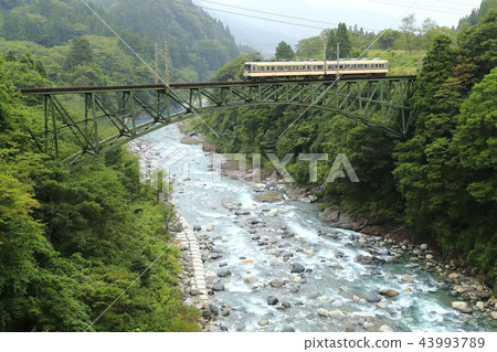 Toyama regional railway Tateyama Line in summer Toyama regional railway Tateyama Line in summer 43993789