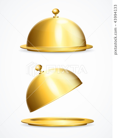 Realistic 3d Detailed Shiny Golden Restaurant Cloche Set. Vector Realistic 3d Detailed Shiny Golden Restaurant Cloche Set. Vector 43994133