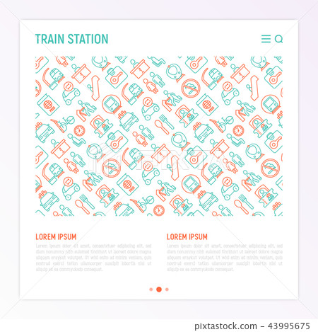 Train station concept with thin line icons 43995675