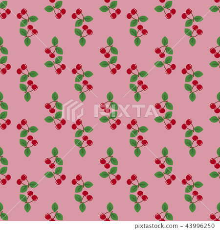 Pair of cherries seamless pattern on pink 43996250