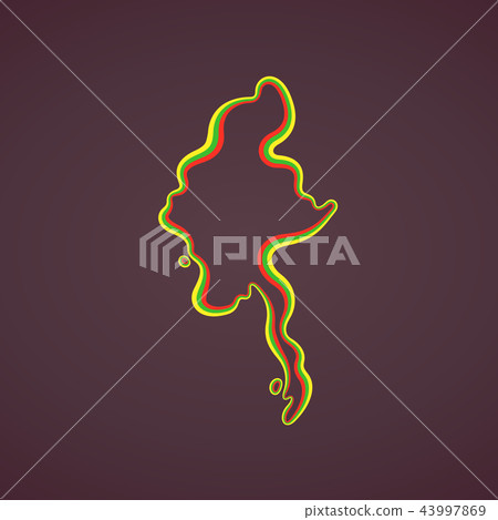 Myanmar - Outline Map 43997869