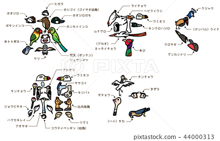 鸟角描述图画书平假名汉字汉字今年 图库插图