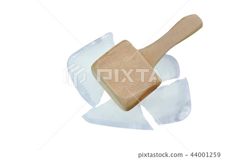 big and heavy wooden hammer smashed ice brick  44001259