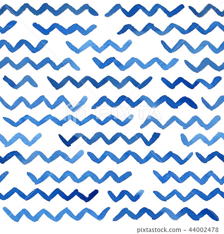 Watercolor zigzag background in blue 44002478