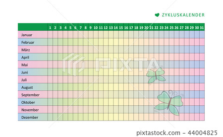 monthly menstruation calendar of menstrual cycle with butterfly 44004825