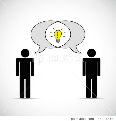 two mens have one idea communication concept pictogram two mens have one idea communication concept pictogram 44004838