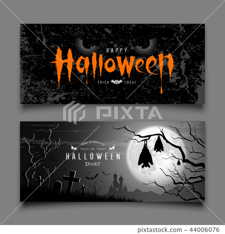 Happy Halloween devil eyes and sleeping bat 44006076