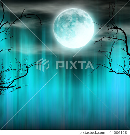 Spooky Halloween background with old trees silhouettes. Spooky Halloween background with old trees silhouettes. 44006128