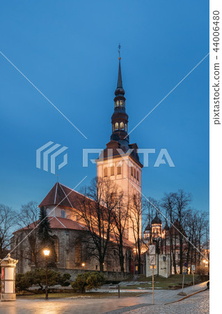 Tallinn, Estonia. Evening View Of Church Of St. Nicholas Nigulis Tallinn, Estonia. Evening View Of Church Of St. Nicholas Nigulis 44006480