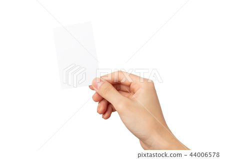 woman hand holding business card isolated on white woman hand holding business card isolated on white 44006578