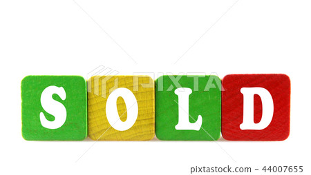 sold - isolated text in wooden building blocks 44007655