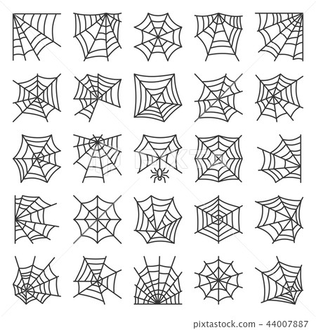 Editable stroke Spider web thin line icon set 44007887