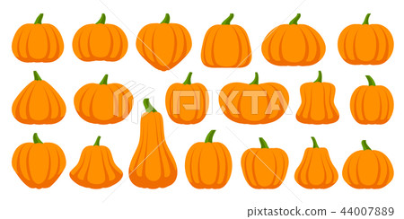 Pumpkin simple flat color icons vector set 44007889