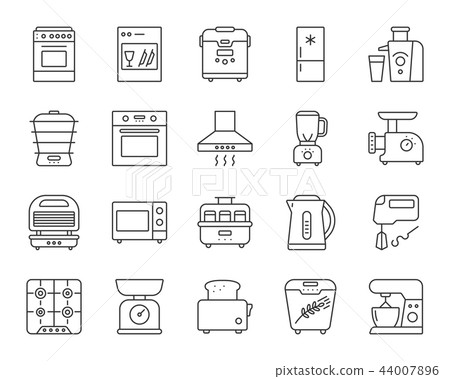 Kitchen Appliance simple line icons vector set 44007896
