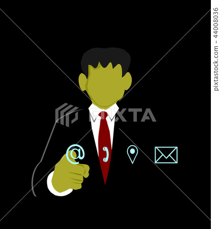 Businessmen are pressing on future computer screen Businessmen are pressing on future computer screen 44008036