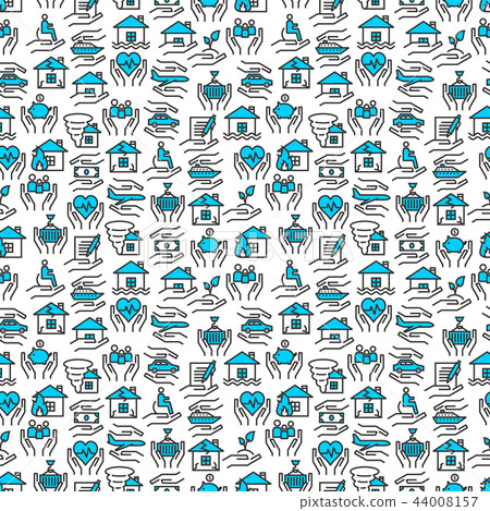 Insurance Pattern Insurance service linear vector icons seamless... - Stock Illustration ...