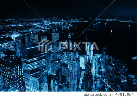 New York City downtown at night New York City downtown at night 44013064