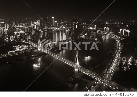 Chongqing bridge night aerial Chongqing bridge night aerial 44013170