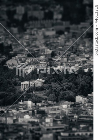 Temple of Hephaestus mountain top view tilt shift 44013219