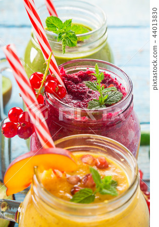 Healthy fresh smoothies with ingredients. Healthy fresh smoothies with ingredients. 44013830