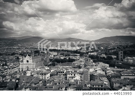 Florence skyline view rooftop black and white 44013993