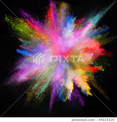 Colored powder explosion on black background. 44014329