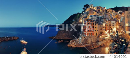 Riomaggiore waterfront night panorama 44014991