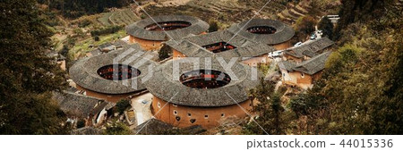 Fujian Tulou aerial panorama view Fujian Tulou aerial panorama view 44015336