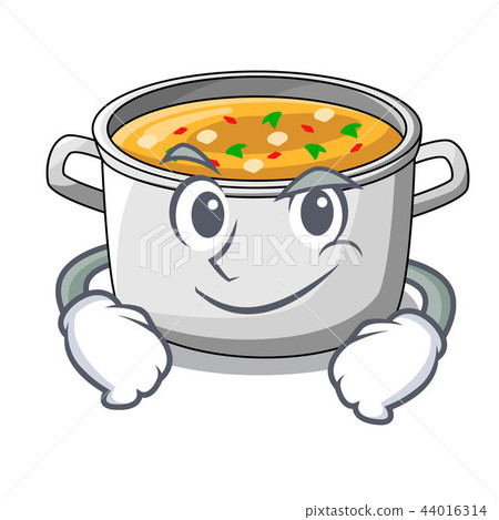 Smirking cartoon chicken soup pot for dinner Smirking cartoon chicken soup pot for dinner 44016314
