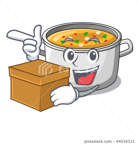 With box cartoon chicken soup pot for dinner With box cartoon chicken soup pot for dinner 44016322