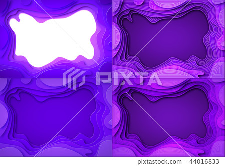 Set From the paper violet shades with smooth transitions and white, dark lines. are cut out. Place Set From the paper violet shades with smooth transitions and white, dark lines. are cut out. Place 44016833