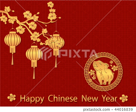 Zodiac of the Pig. The Chinese pig of the new year brings prosperity and luck. A drawing of a piglet Zodiac of the Pig. The Chinese pig of the new year brings prosperity and luck. A drawing of a piglet 44016839