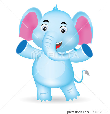 Blue Cute Elephant Cartoon, Vector Illustration 10 44017358