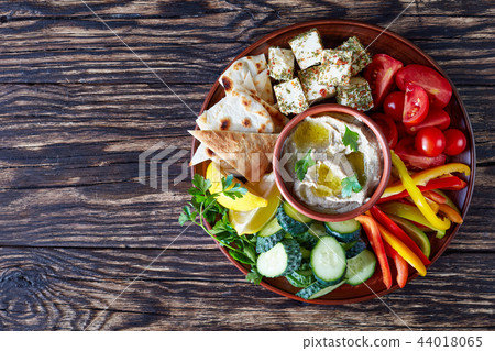 Traditional appetizer baba ganoush, top view Traditional appetizer baba ganoush, top view 44018065