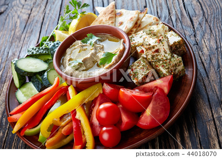 Close up of smooth and creamy baba ganoush Close up of smooth and creamy baba ganoush 44018070