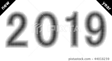 2019 new year figures date halftone style 44018239